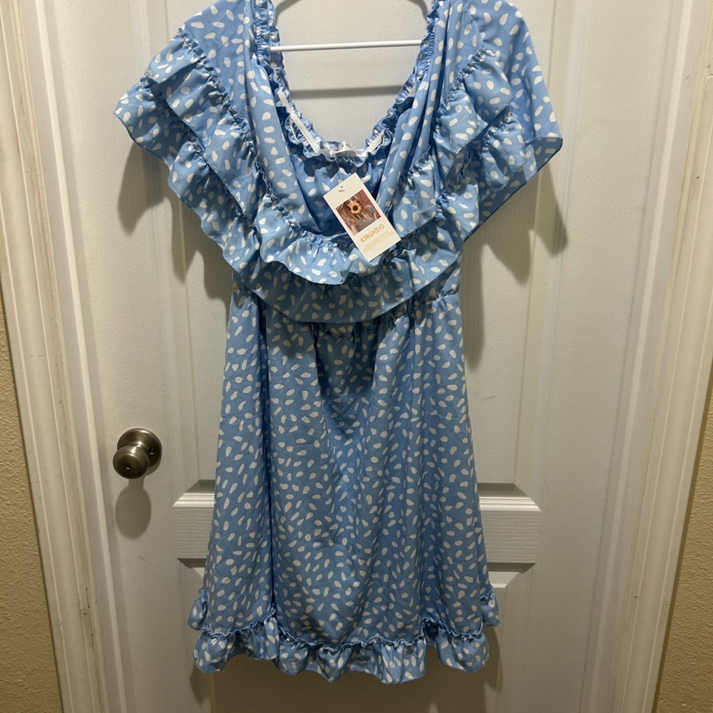 Kirundo blue poka dotted dress XL
